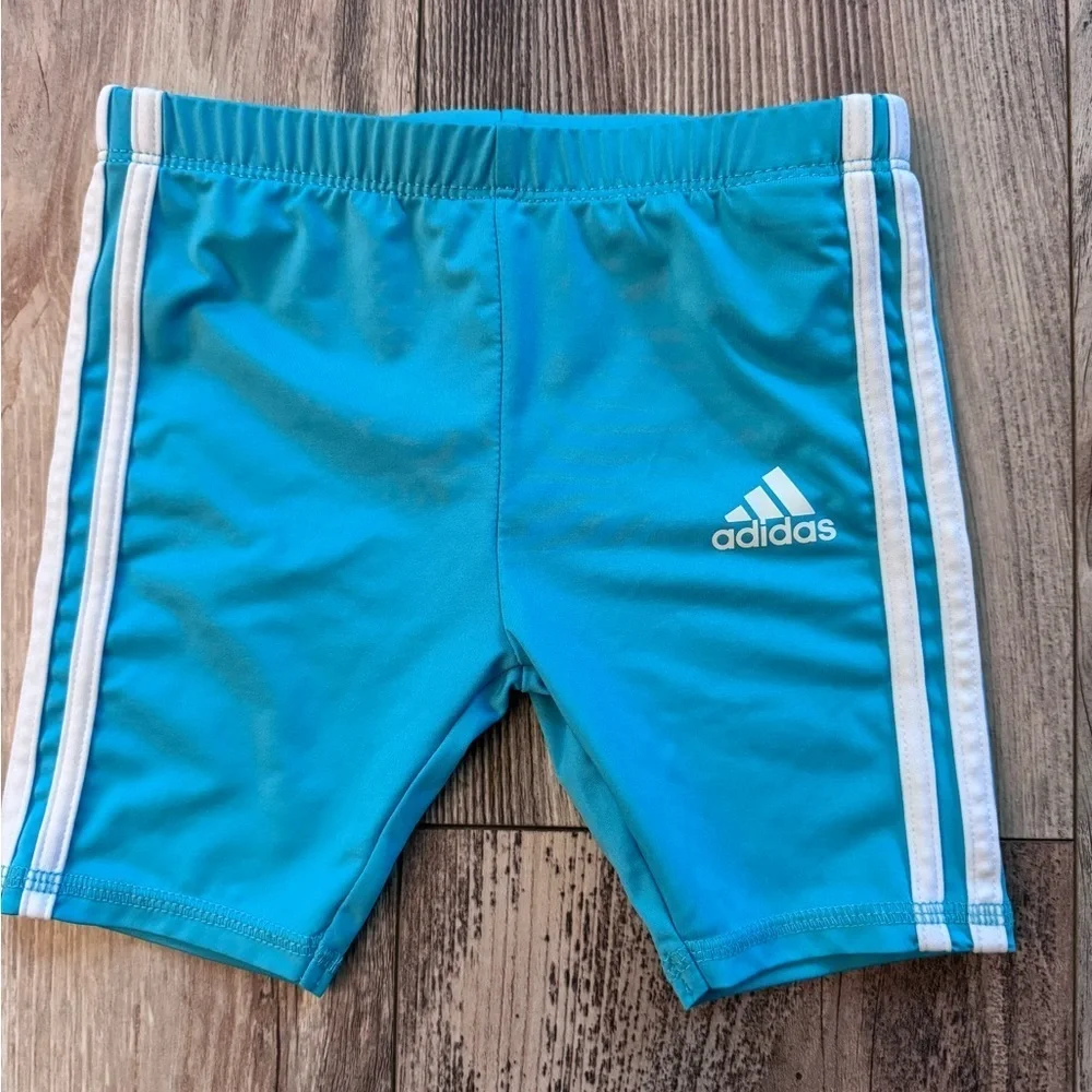 Adidas Toddler Blue and White Athletic Biker Shorts 24M